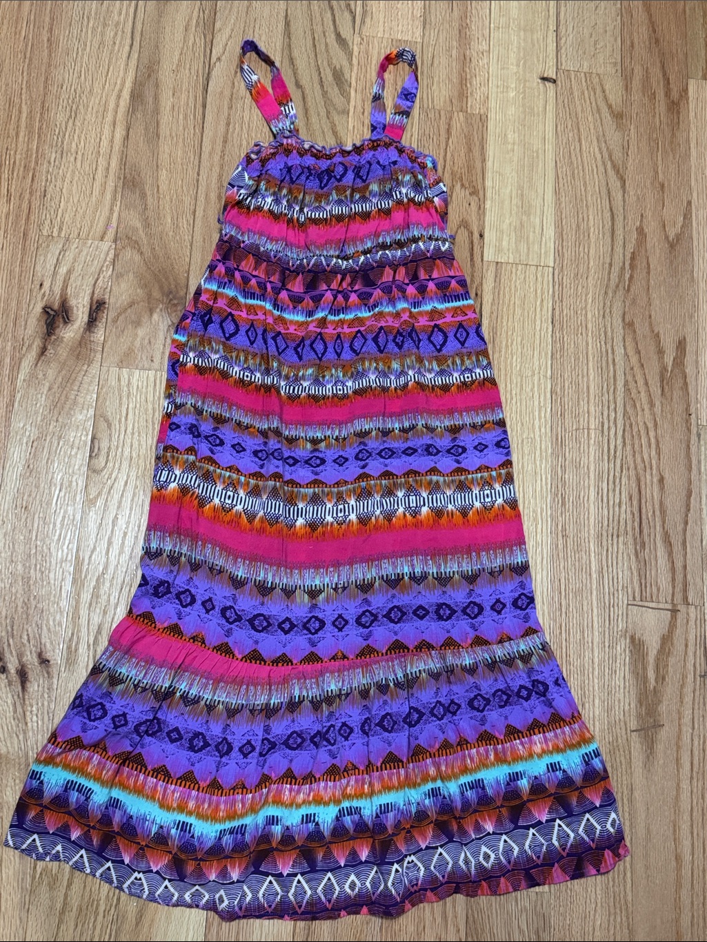 Girls Purple  Pink Printed Maxi Dress  Unbranded